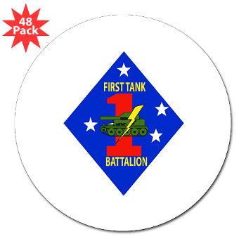 1TB1MD - M01 - 01 - 1st Tank Battalion - 1st Mar Div - 3" Lapel Sticker (48 pk)